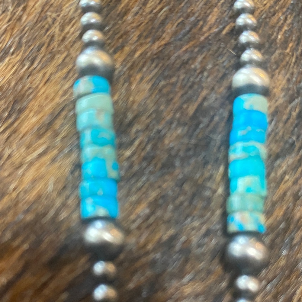 Turquoise and Navajo Beaded Lariat Necklace - Picture 8 of 8